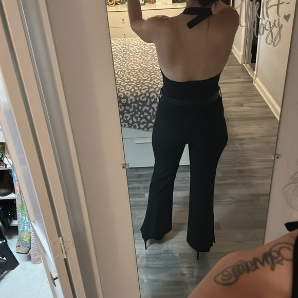 Theory Pantsuit Jumpsuit One Piece Halter Sleeveless Open Back Black Size 8 - Picture 8 of 11
